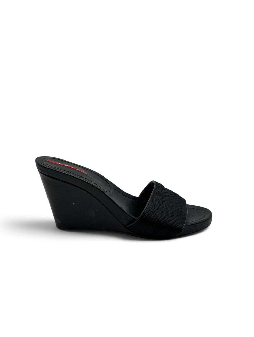 Prada Sport Grosgrain Logo Wedge Slide Sandals